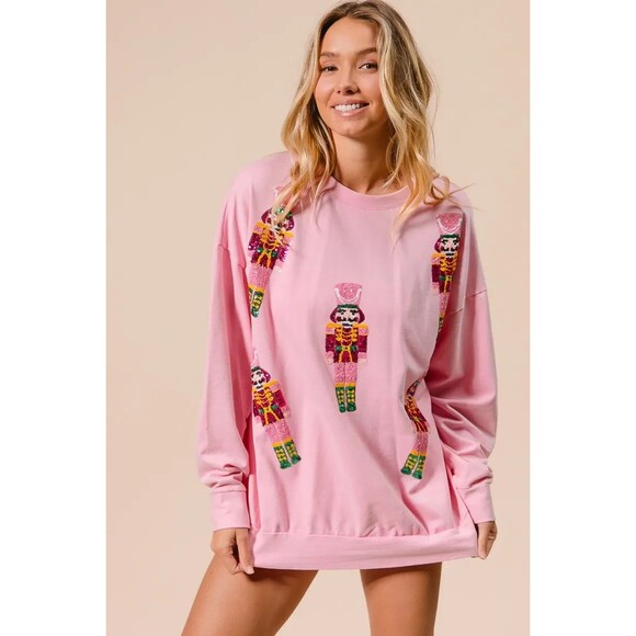 BiBi Sequin Nutcrackers Embroidery Christmas Sweatshirt NWT - Picture 10 of 13